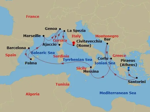Itinerary schematic diagram