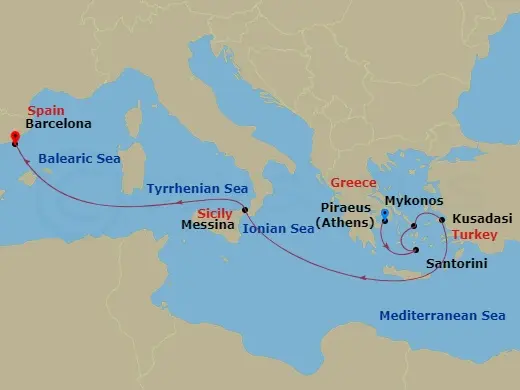 Itinerary schematic diagram