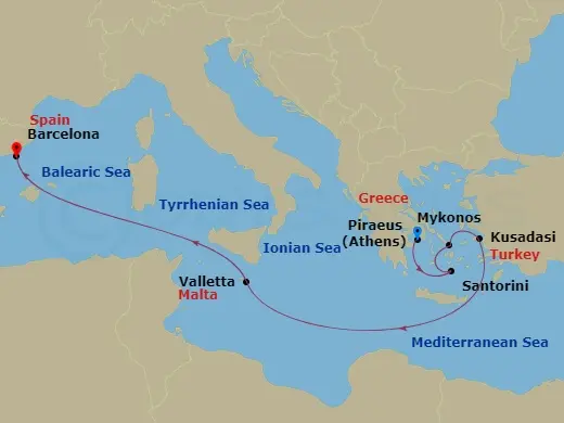 Itinerary schematic diagram