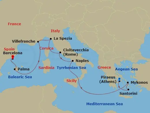 Itinerary schematic diagram