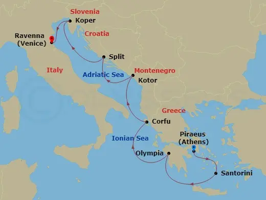 Itinerary schematic diagram
