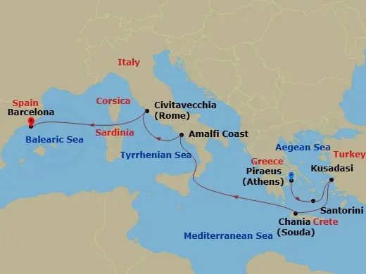 Itinerary schematic diagram