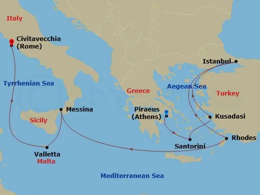 Itinerary schematic diagram