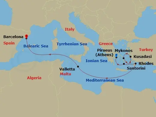 Itinerary schematic diagram