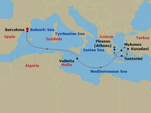 Itinerary schematic diagram