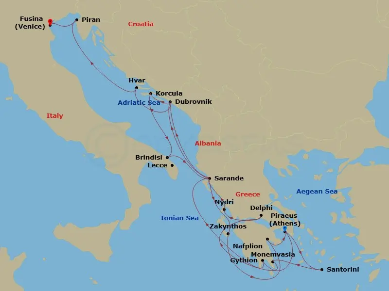 Itinerary schematic diagram