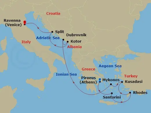 Itinerary schematic diagram