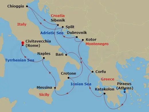 Itinerary schematic diagram