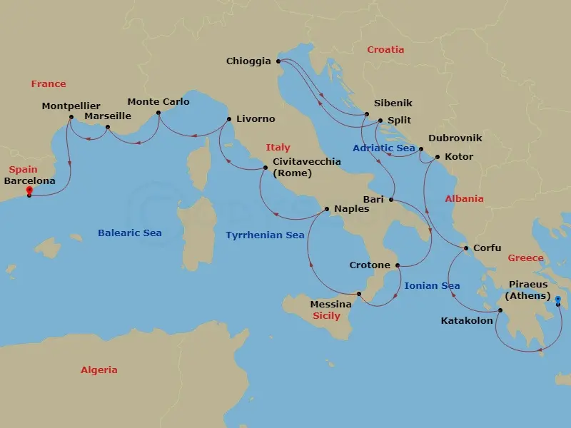 Itinerary schematic diagram