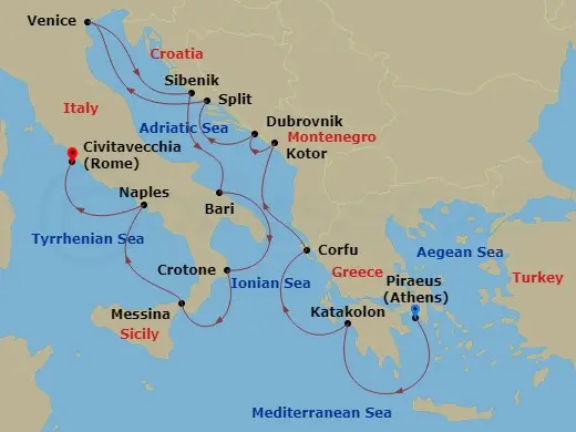 Itinerary schematic diagram