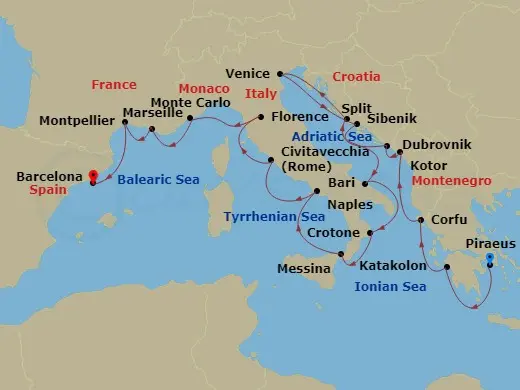 Itinerary schematic diagram