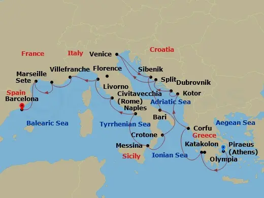 Itinerary schematic diagram