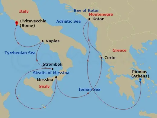 Itinerary schematic diagram