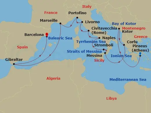 Itinerary schematic diagram