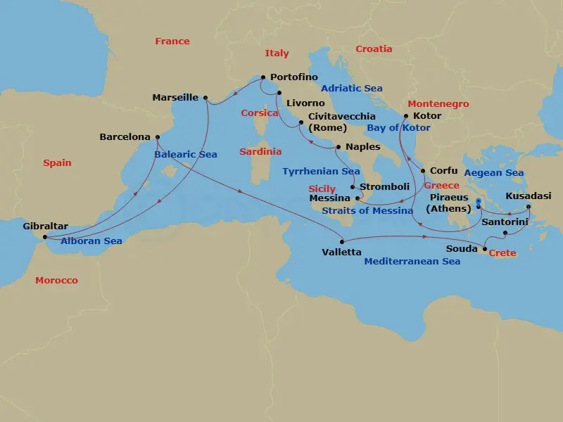 Itinerary schematic diagram