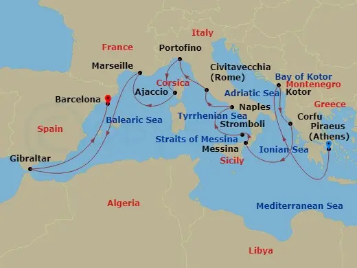 Itinerary schematic diagram