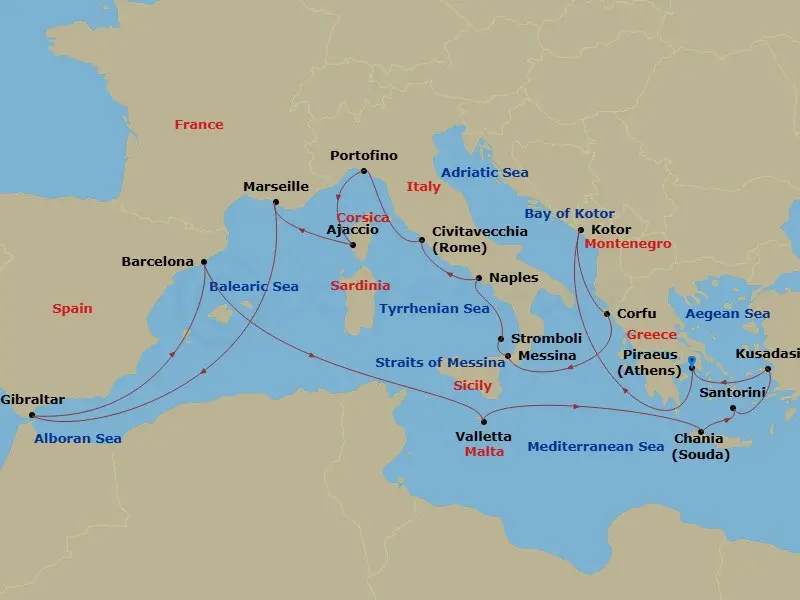 Itinerary schematic diagram
