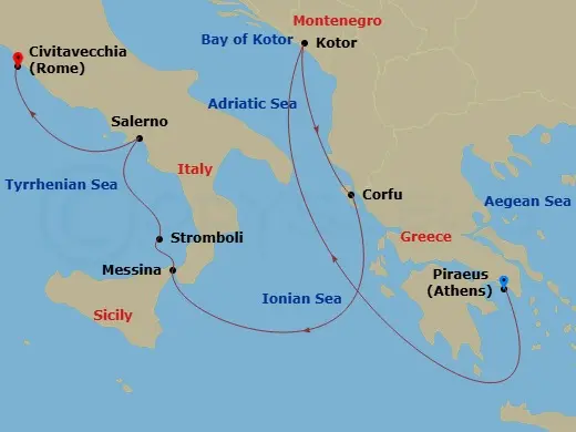 Itinerary schematic diagram