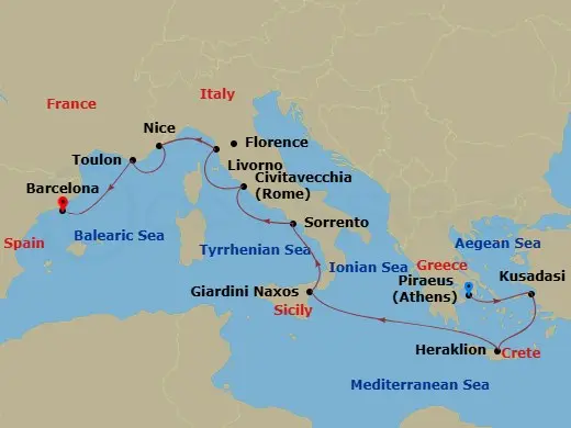 Itinerary schematic diagram