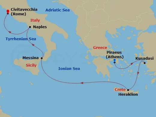 Itinerary schematic diagram