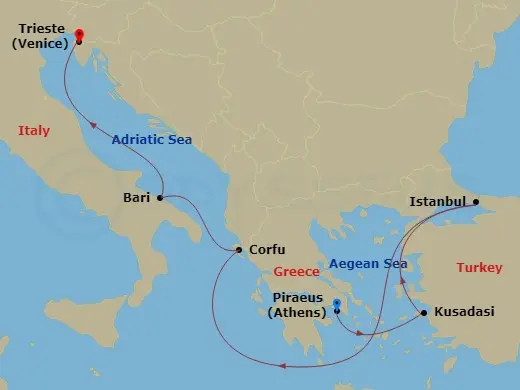 Itinerary schematic diagram