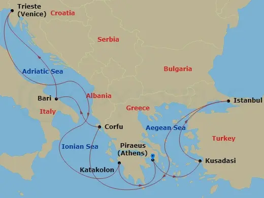 Itinerary schematic diagram