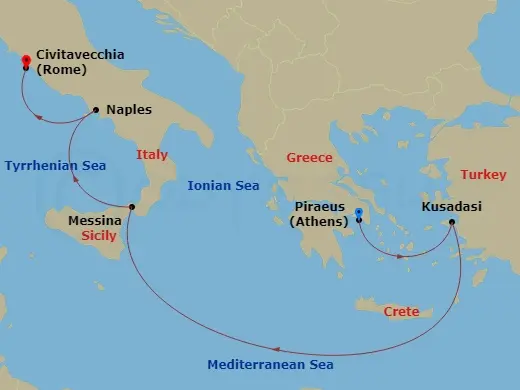 Itinerary schematic diagram