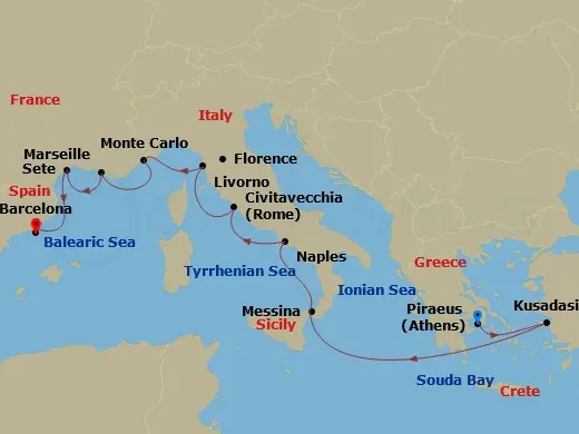 Itinerary schematic diagram