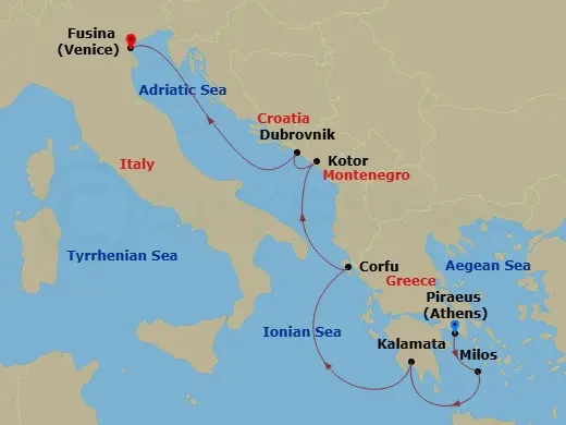 Itinerary schematic diagram
