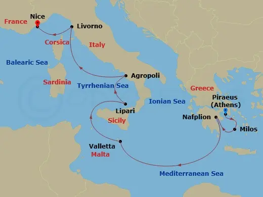 Itinerary schematic diagram