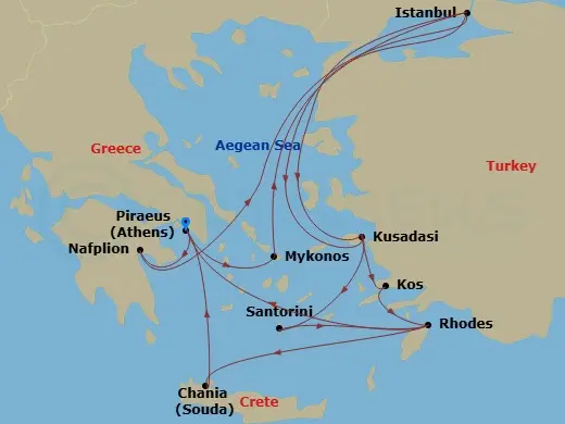 Itinerary schematic diagram