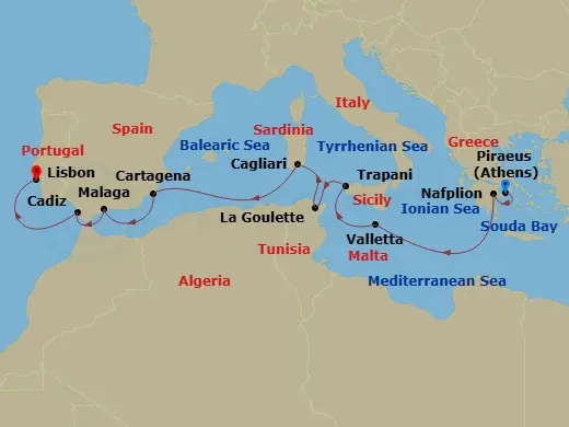 Itinerary schematic diagram
