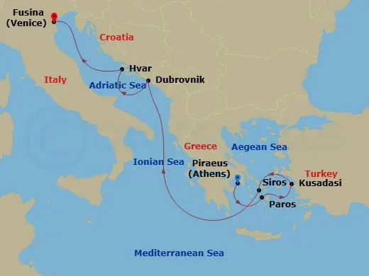 Itinerary schematic diagram