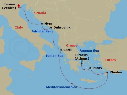 Itinerary schematic diagram