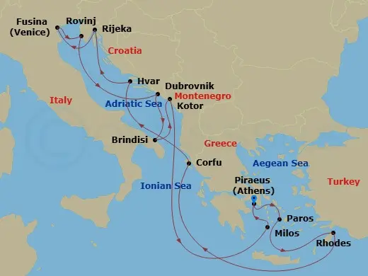 Itinerary schematic diagram