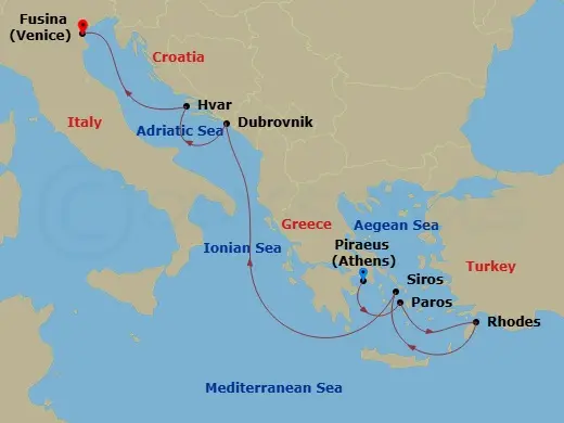 Itinerary schematic diagram