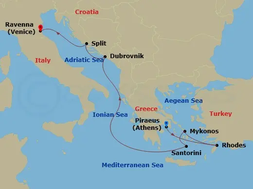 Itinerary schematic diagram