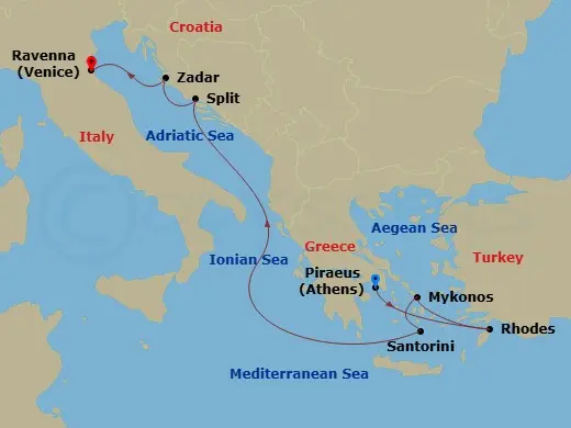 Itinerary schematic diagram