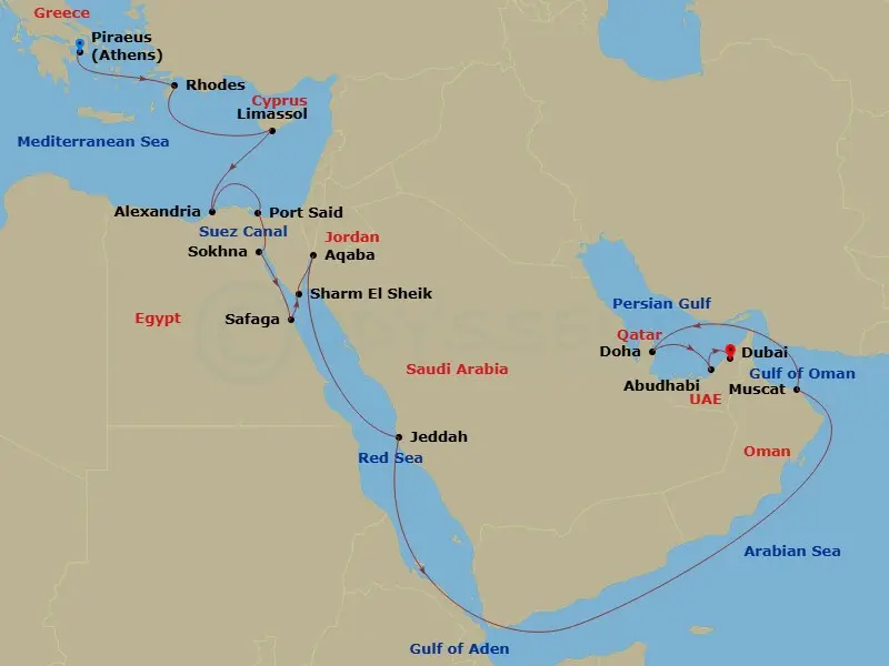 Itinerary schematic diagram
