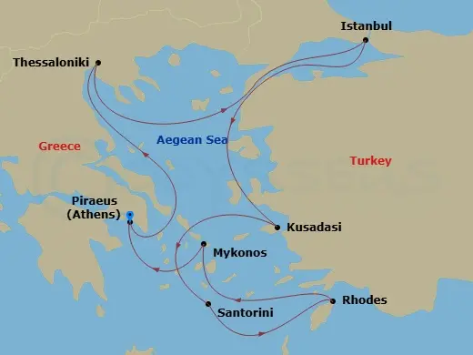 Itinerary schematic diagram