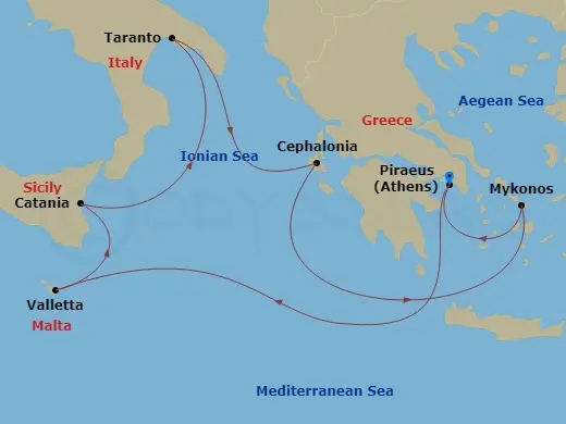 Itinerary schematic diagram