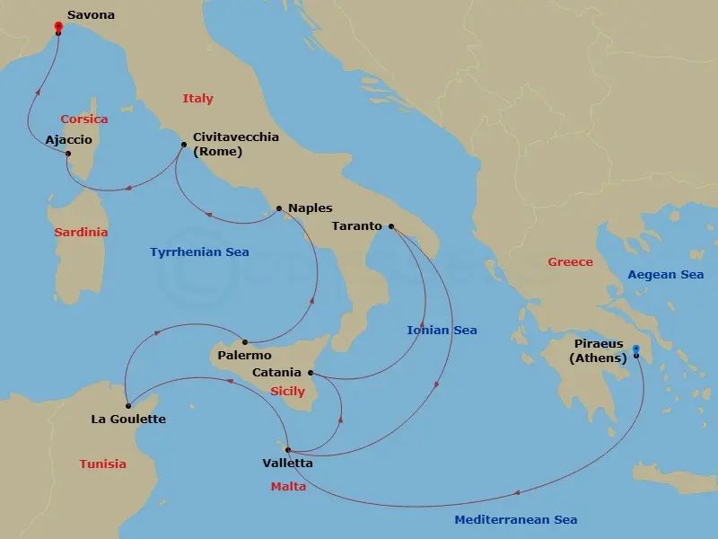 Itinerary schematic diagram