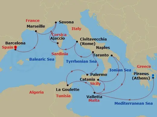 Itinerary schematic diagram