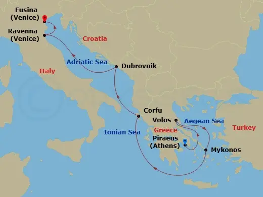 Itinerary schematic diagram