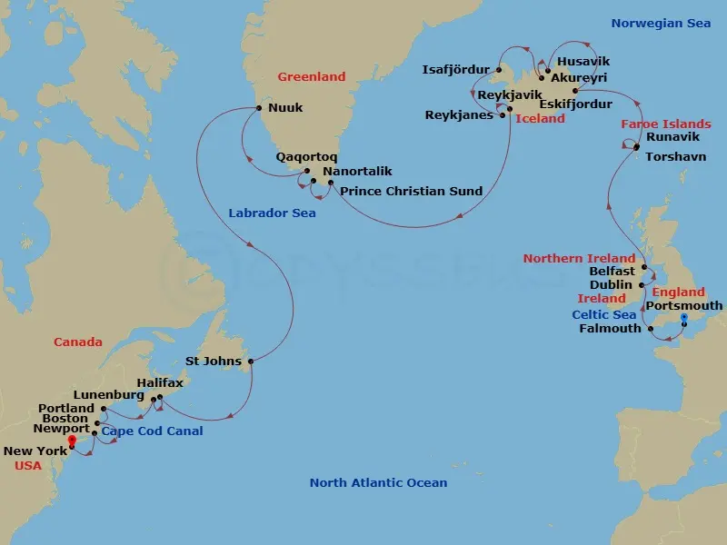 Itinerary schematic diagram