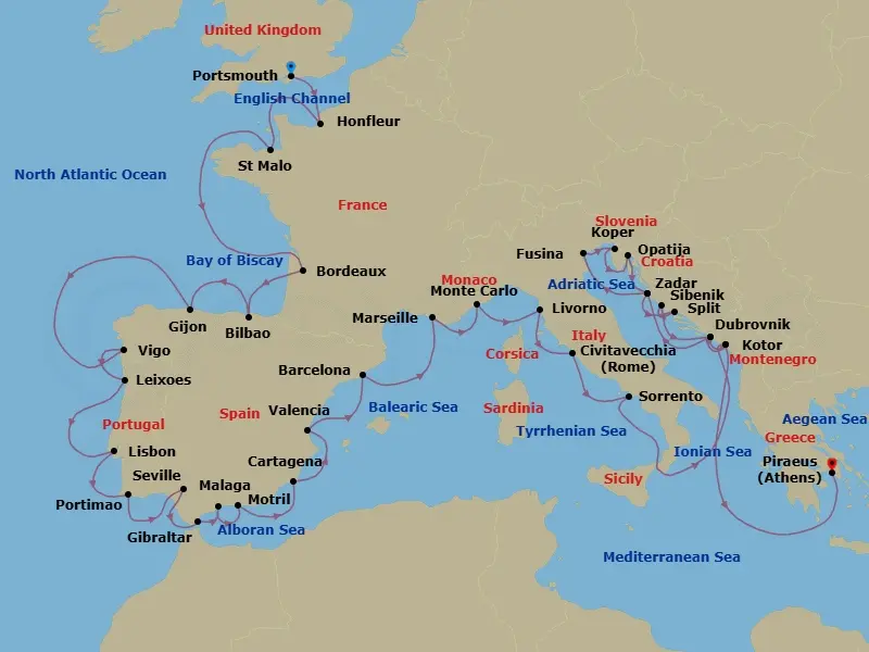 Itinerary schematic diagram
