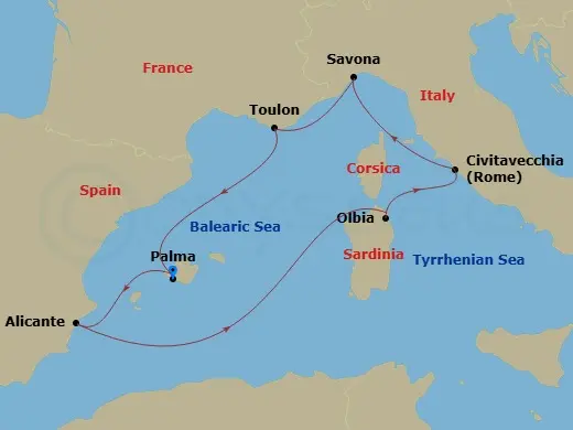 Itinerary schematic diagram