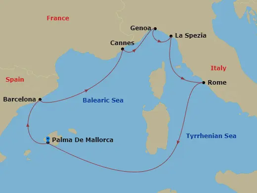 Itinerary schematic diagram