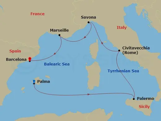 Itinerary schematic diagram