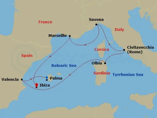 Itinerary schematic diagram